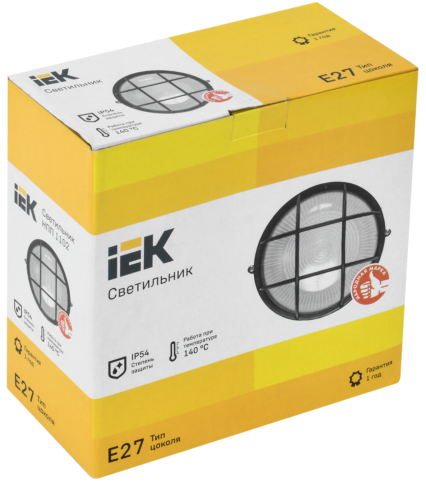 Светильник НПП1102 круг с решеткой 100Вт IP54 белый IEK - Фото 2