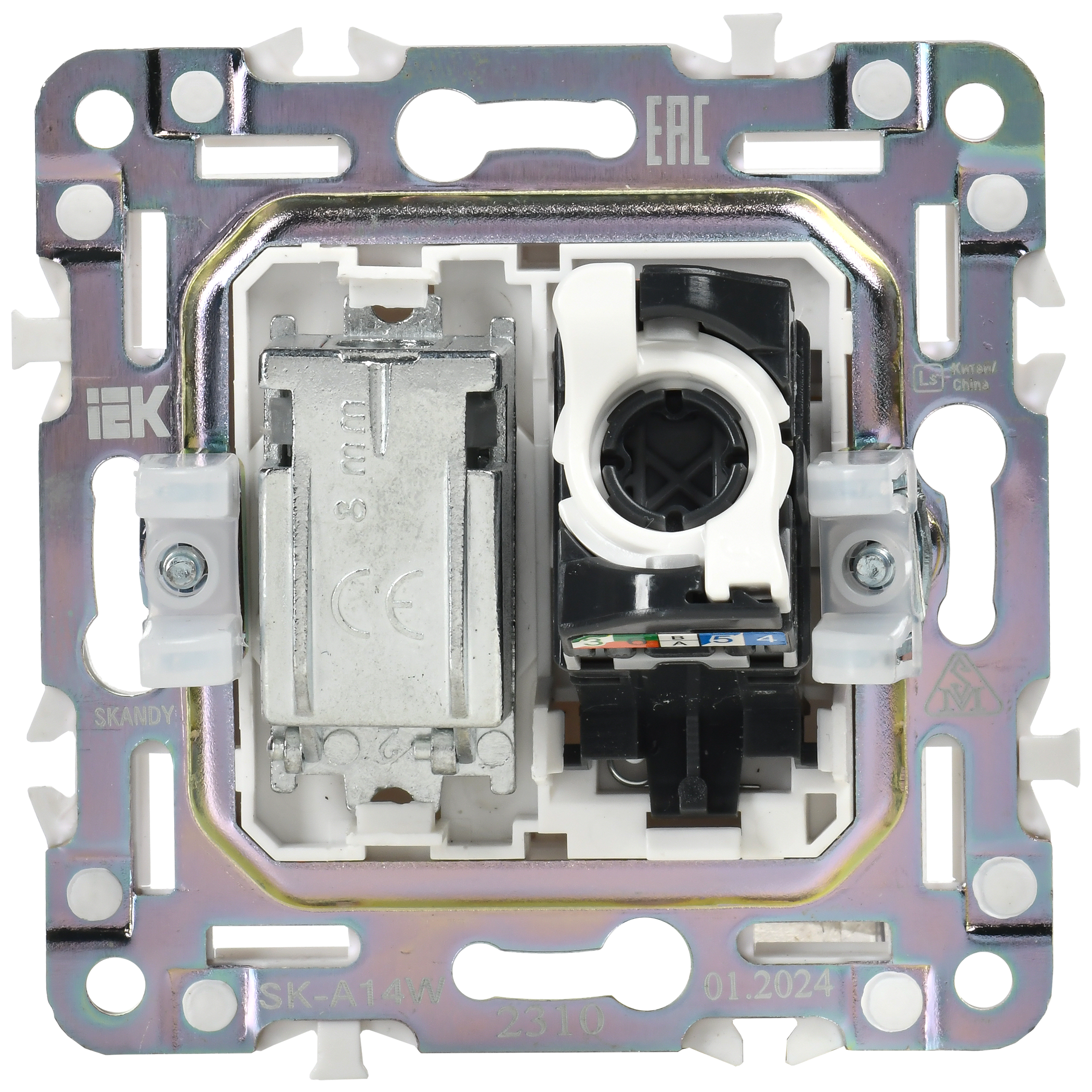 SKANDY Розетка двойная TV+RJ45 кат.5E SK-A14W арктический белый IEK - Фото 5