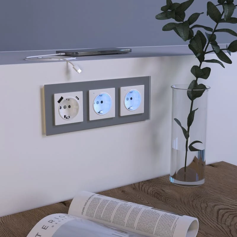 Розетка с заземлением, шторками и USB тип A+C (белый) Werkel - Фото 20