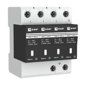 Ограничитель импульсных напряжений ОПВ-C/4P In 20кА 440В с сигн. EKF opv-c4