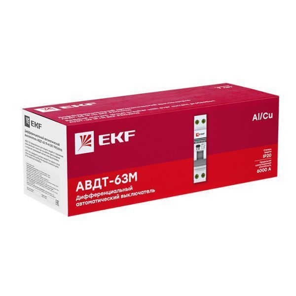 Диф. автомат 32А 30мА 1мод. х-ка С эл. тип AС 6кА АВДТ-63М EKF - Фото 4
