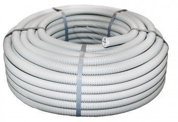 Труба гофр. ПВХ тяж. с протяжкой d40 мм (25 м) серая EKF-Plast