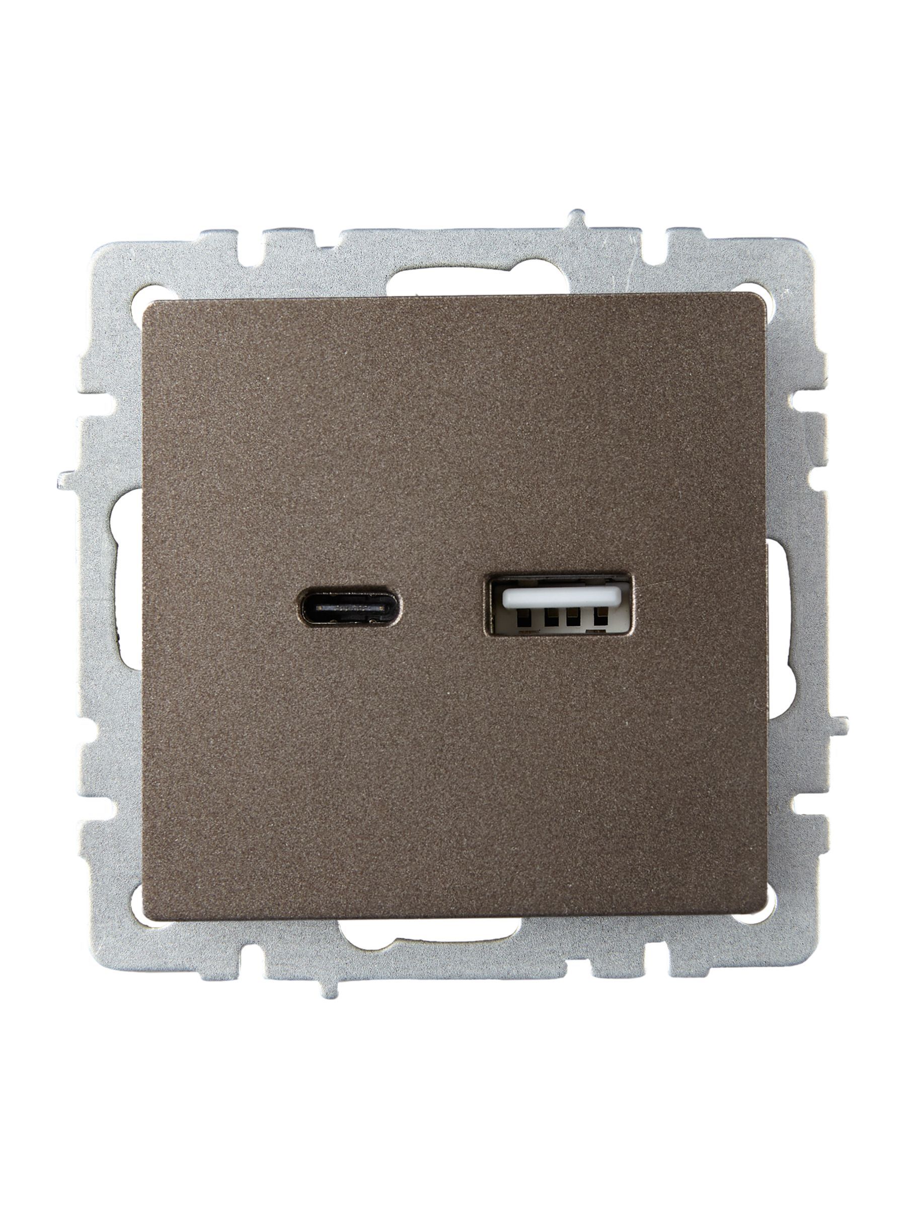 BRITE Розетка USB A+C 18Вт РЮ11-1-БрТБ темная бронза IEK - Фото 2