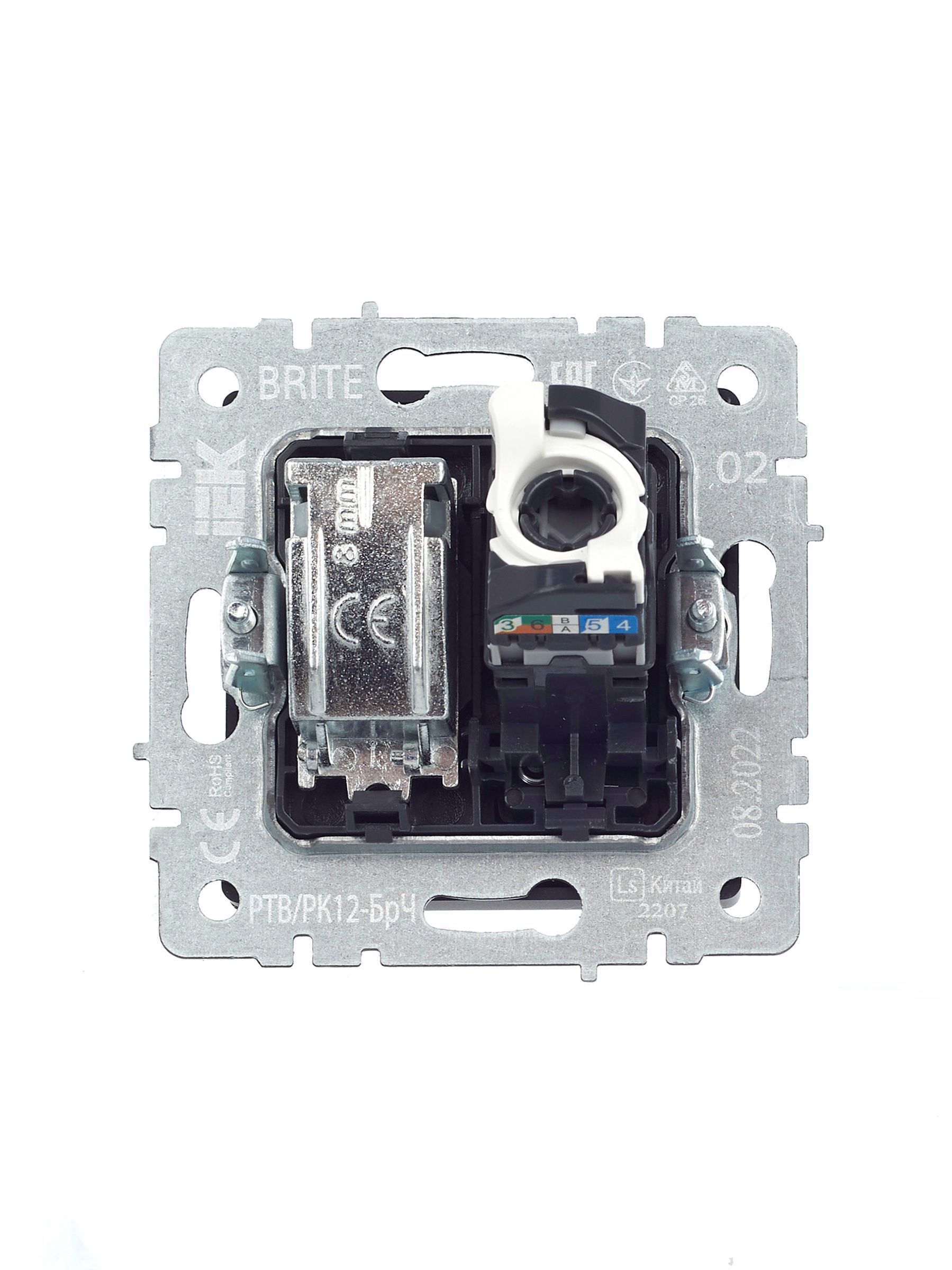 BRITE Розетка двойная TV+RJ45 кат.5E РТВ/РК12-БрЧ черный IEK - Фото 6