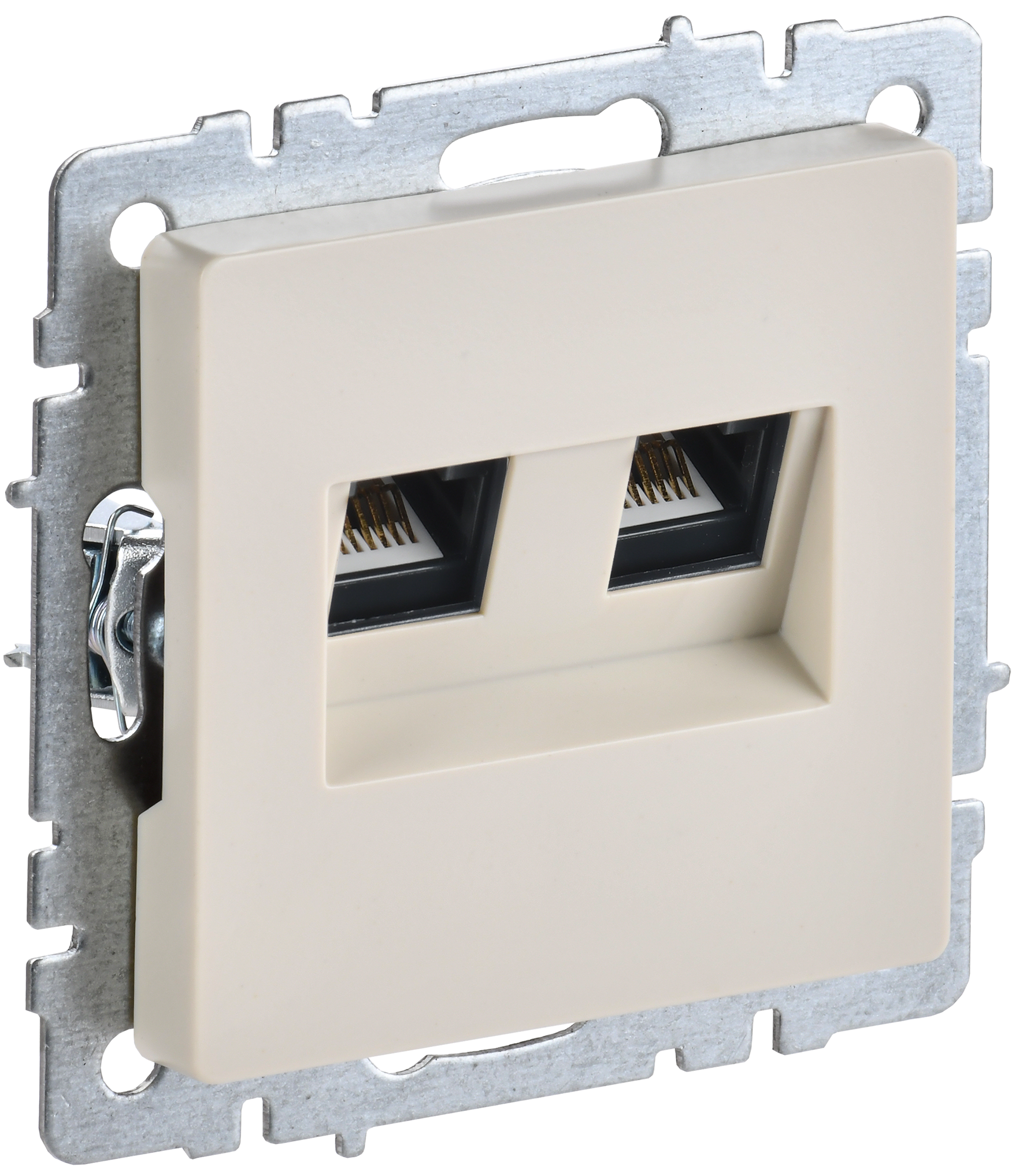 BRITE Розетка двойная RJ11+RJ45 кат.5E РК/Т12-БрКр бежевый IEK