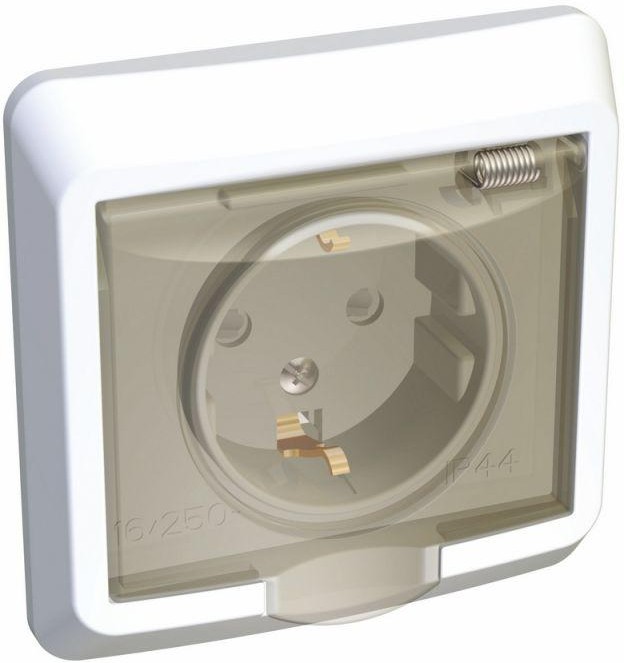 Розетка 1-м СП Этюд 16А IP44 250В с заземл. защ. шторки бел. SE PC16-044B - Фото 3
