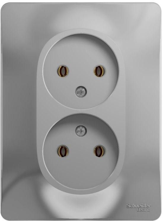 Розетка 2-м СП Glossa 16А IP20 без заземл. в сборе алюм. SE GSL000320