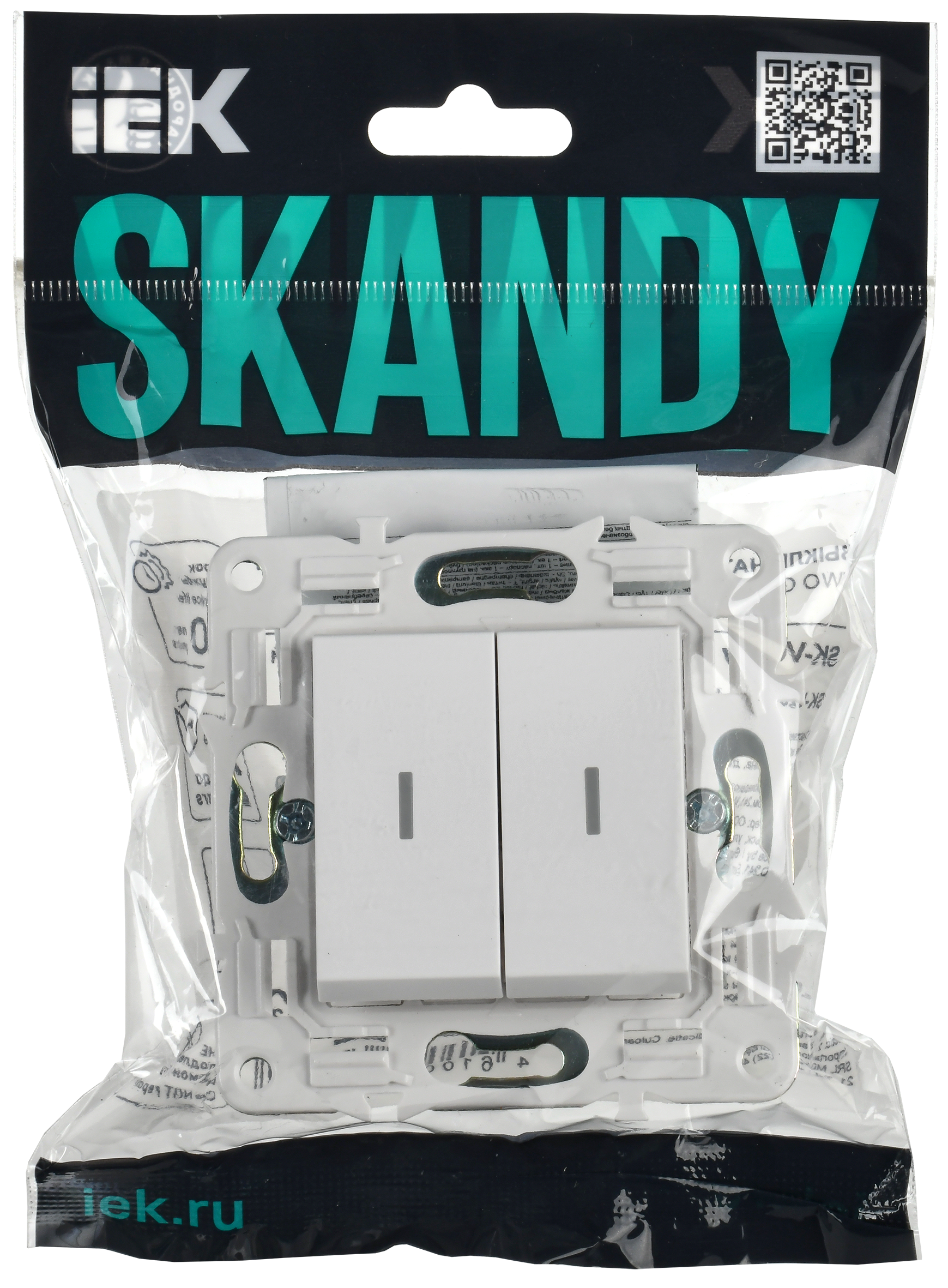 SKANDY Выключатель 2-клавишный с индикацией 10А SK-V09W арктический белый IEK - Фото 2