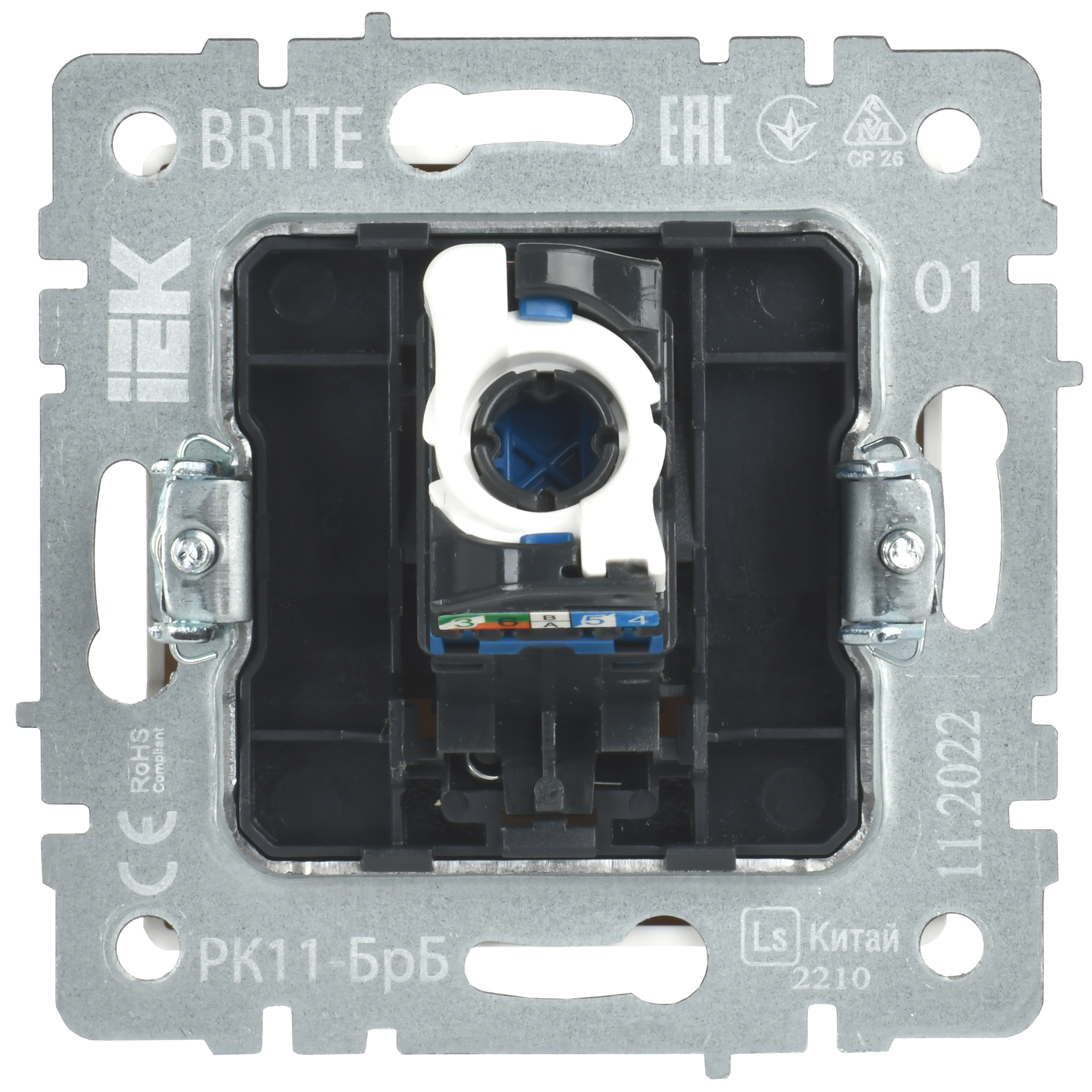 BRITE Розетка компьютерная RJ45 кат.6 РК11-БрБ белый IEK - Фото 2