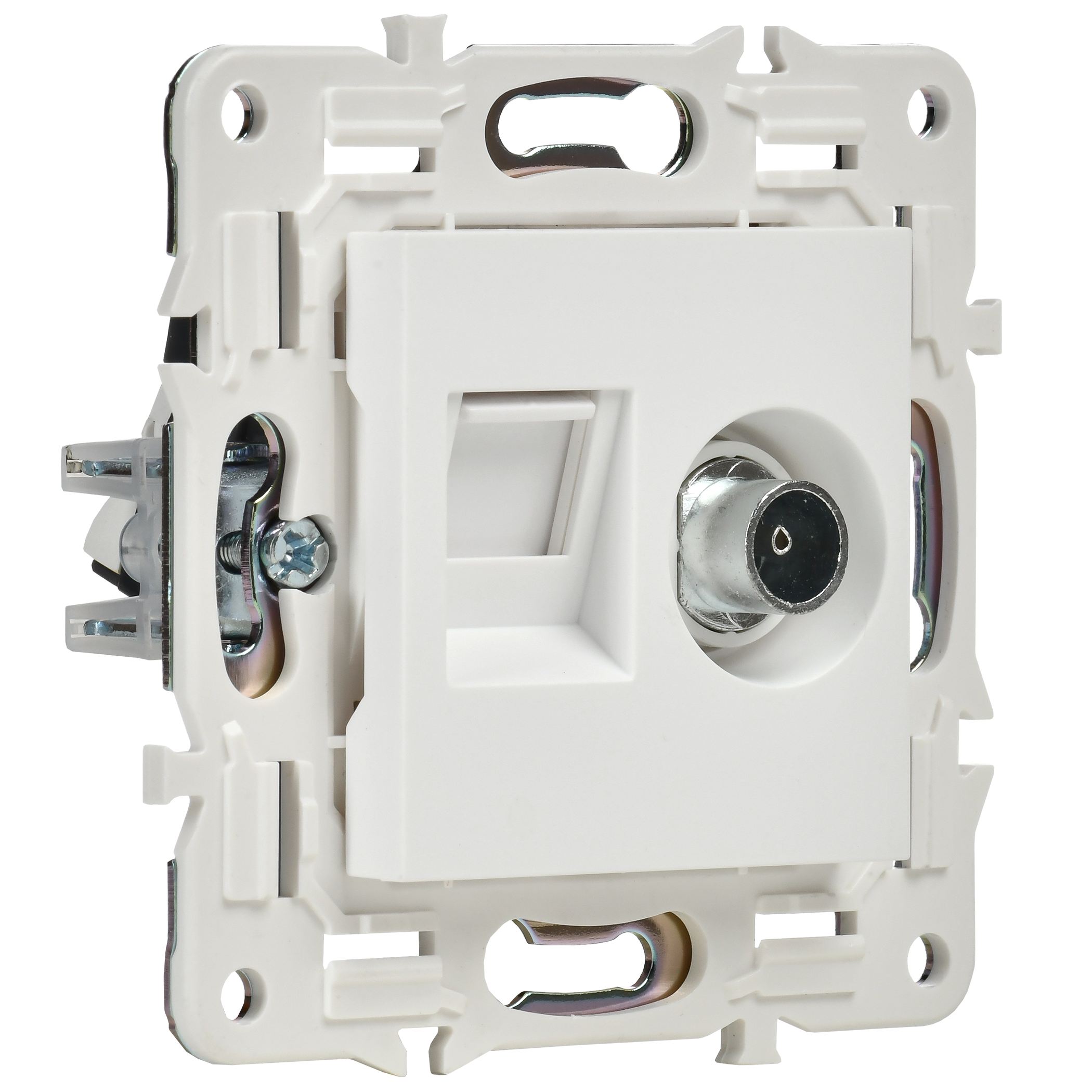 SKANDY Розетка двойная TV+RJ45 кат.6E SK-A15W арктический белый IEK - Фото 4