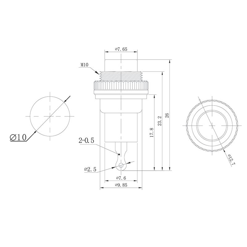Выключатель-кнопка металл 220V 2А (2с) OFF-(ON) Ø10.2 красная Mini (RWD-213) REXANT - Фото 2