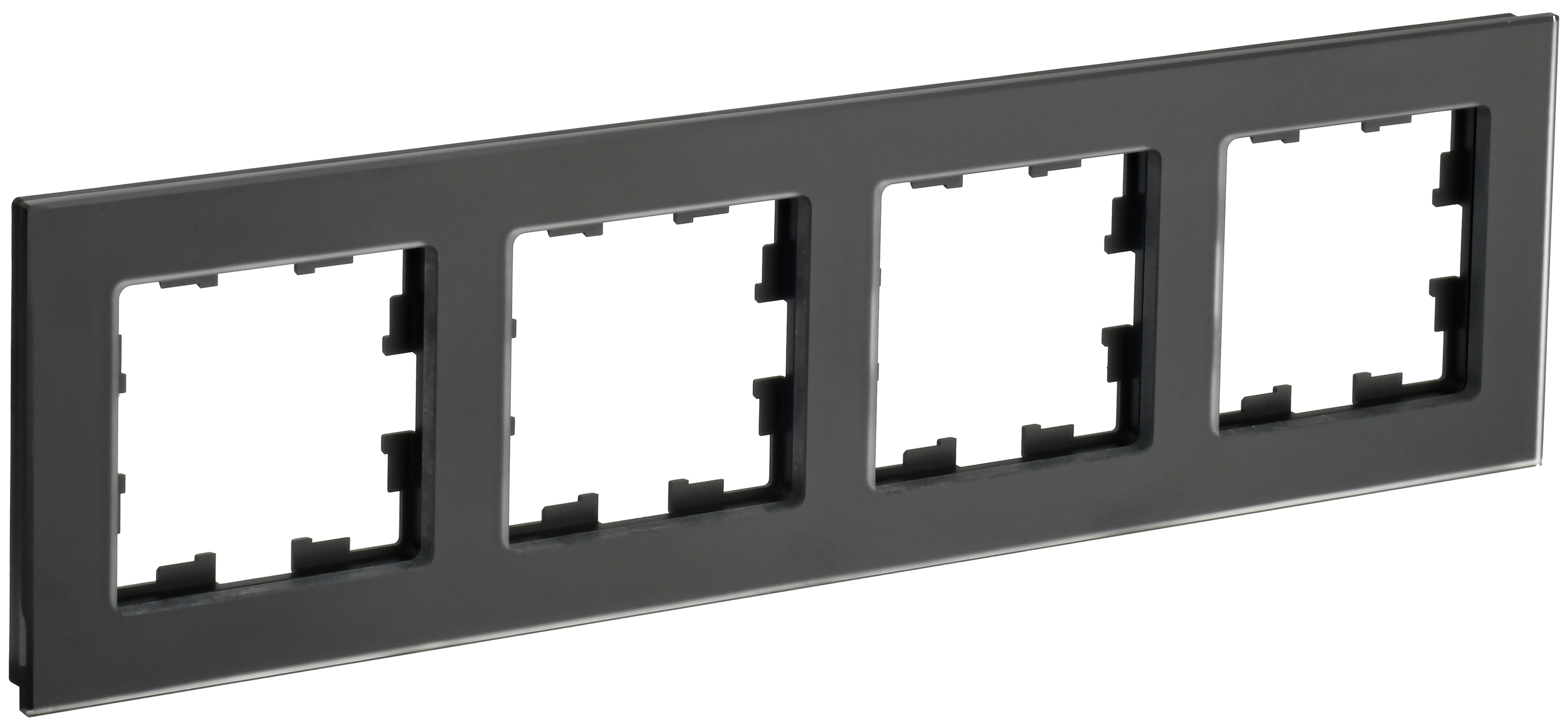 BRITE Рамка 4-местная РУ-4-2-Бр стекло черный матовый IEK