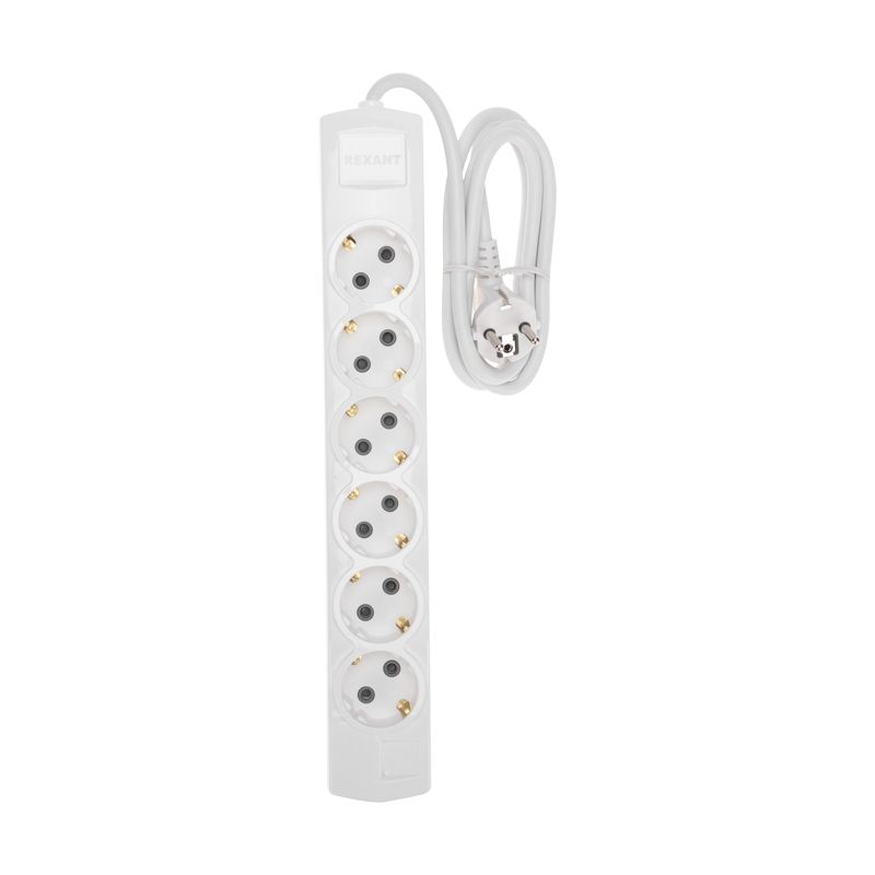 Удлинитель PREMIUM 6 гнезд, 1,5м, 3х1,5мм², с/з, белый REXANT - Фото 2