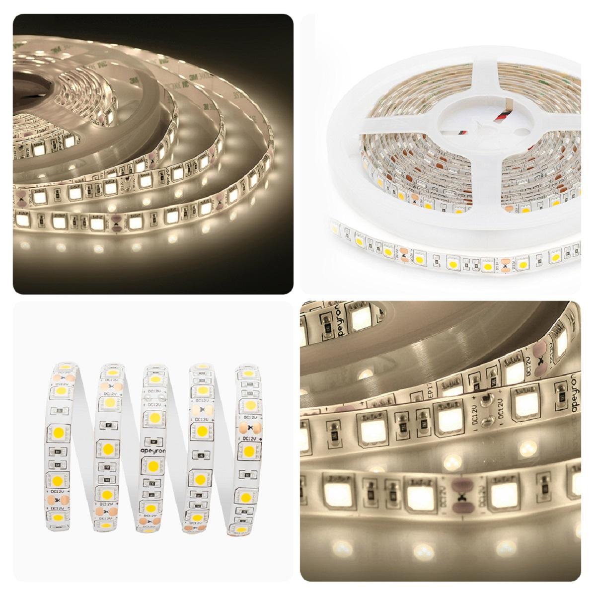 Лента светодиодная СТ smd5050 60д/м 12В 3000К IP65 5м Apeyron - Фото 3