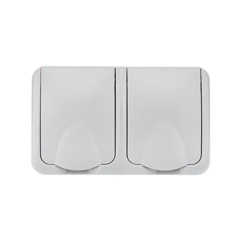 Блок горизонтальный 2 розетки Mini OG IP54 с/з, о/у, серый KRANZ - Фото 4