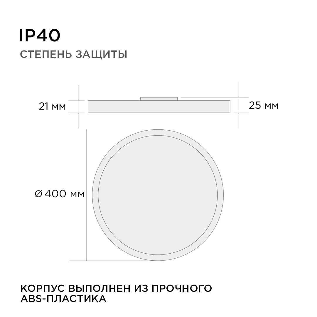 Светильник светодиодный, накладной, SPIN, 38Вт, 230В/50Гц, 3800лм, 4000К, IP40, ø400х25, круг, черны - Фото 3