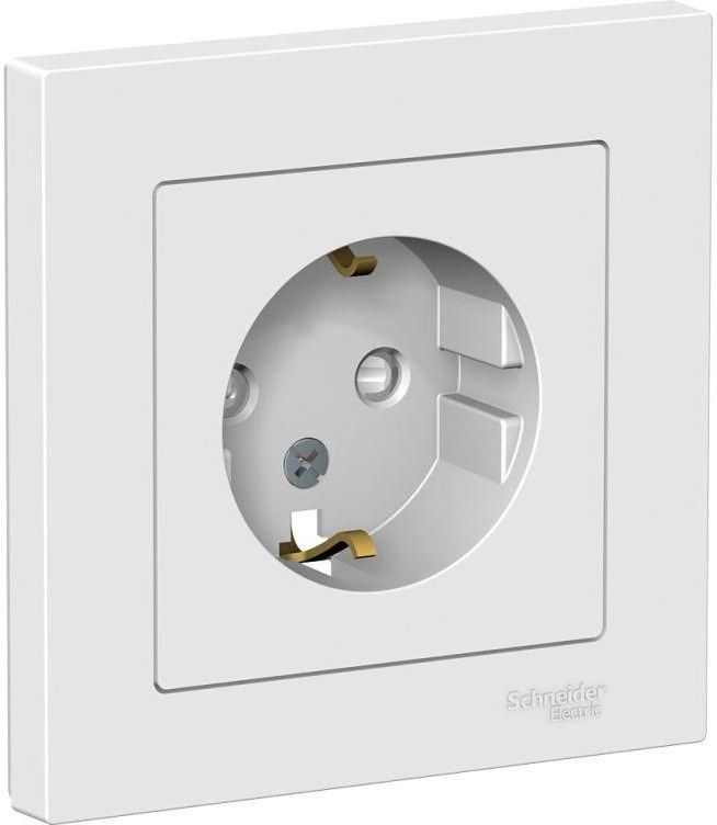 Розетка 1-м СП AtlasDesign 16А IP20 с заземл. защ. шторки в сборе бел. SE ATN000144