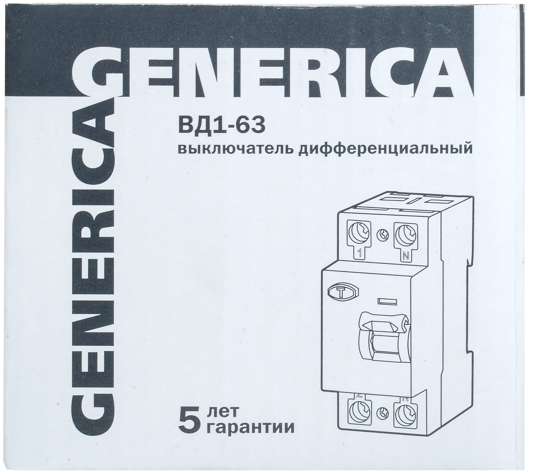 Выключатель дифференциальный (УЗО) ВД1-63 2Р 50А 30мА GENERICA - Фото 2
