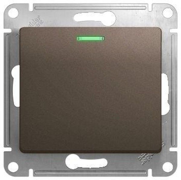 Выключатель 1-кл. СП Glossa 10А IP20 (сх. 1а) 10AX с подсветкой механизм шоколад. SE GSL000813