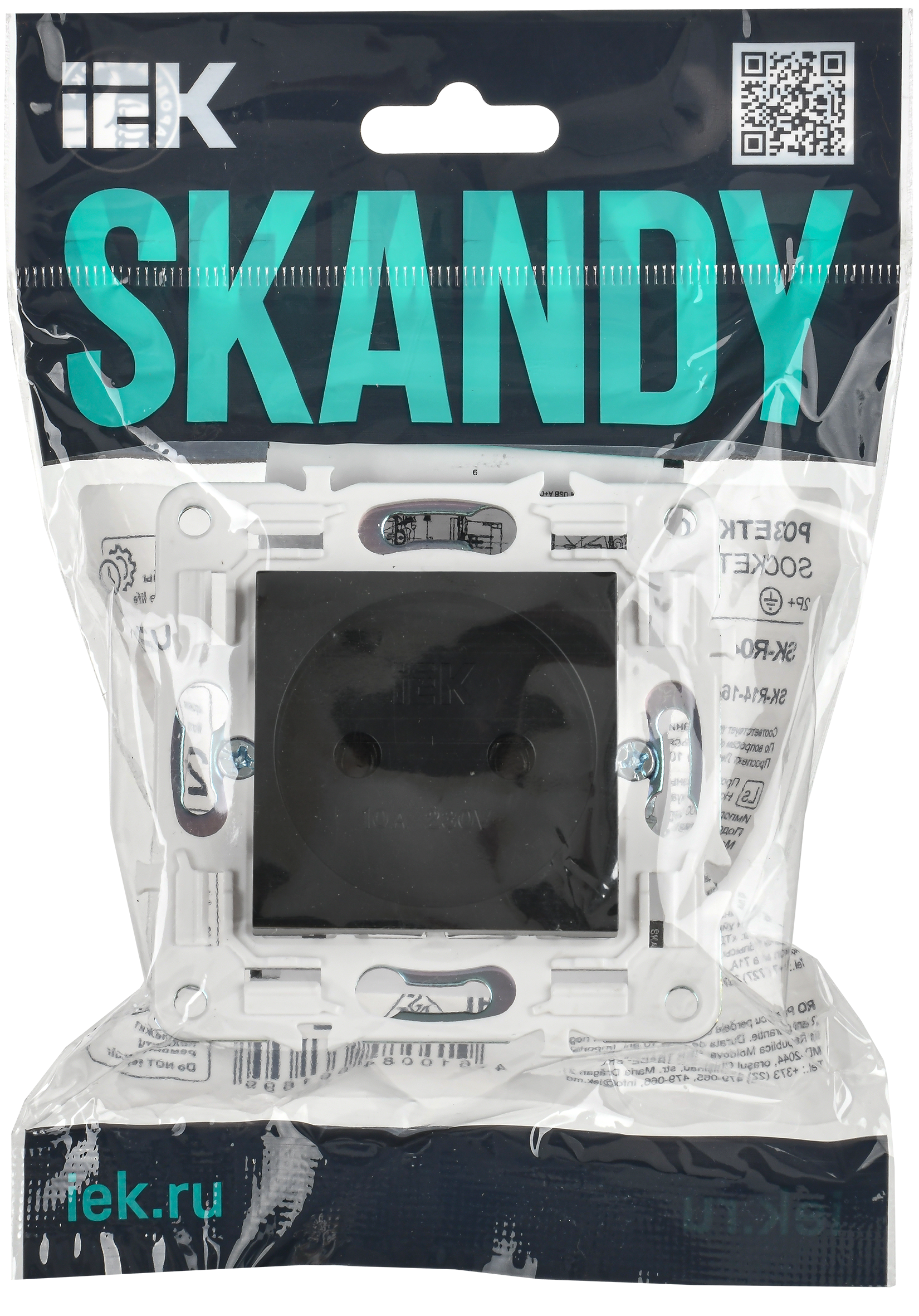 SKANDY Розетка без заземления без защитных шторок 10А SK-R02Bl черный IEK - Фото 2