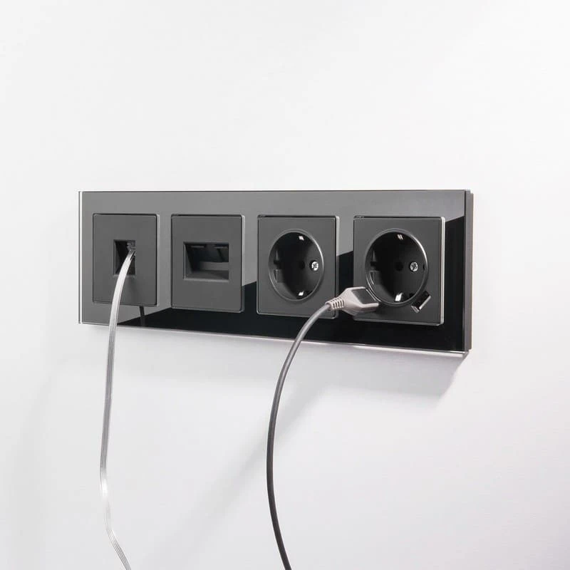 Розетка двойная Ethernet RJ-45 (черный матовый) Werkel - Фото 3