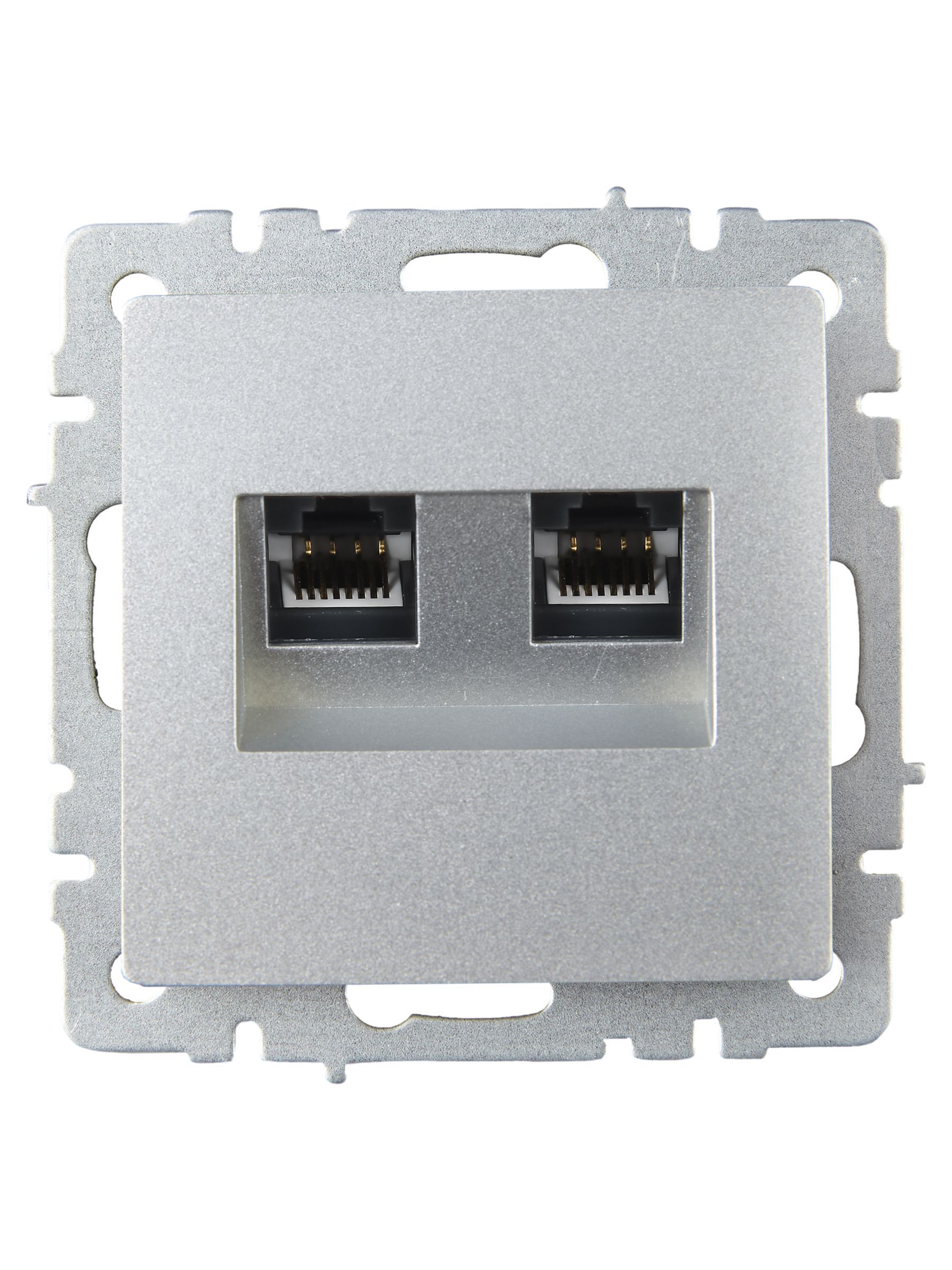 BRITE Розетка компьютерная двойная RJ45 кат.5E РК10-2-БрА алюминий IEK - Фото 6