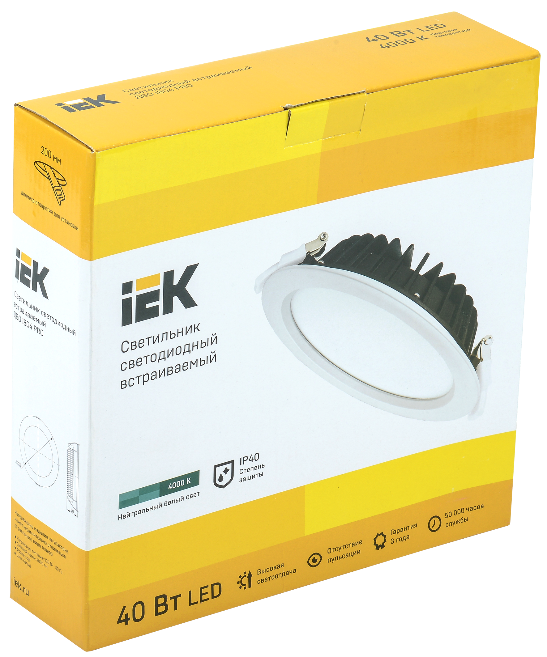 Светильник светодиодный ДВО 1804 PRO круг 40Вт 4000K IP40 белый IEK - Фото 3