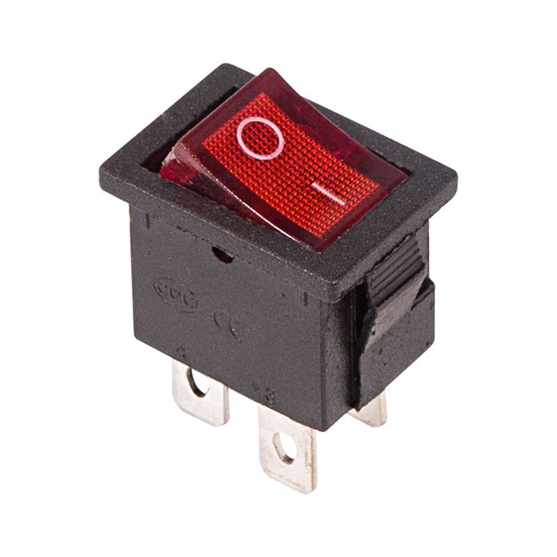 Выключатель клавишный 250V 6А (4с) ON-OFF красный  с подсветкой  Mini  (RWB-207, SC-768)  REXANT Индивидуальная упаковка 1 шт