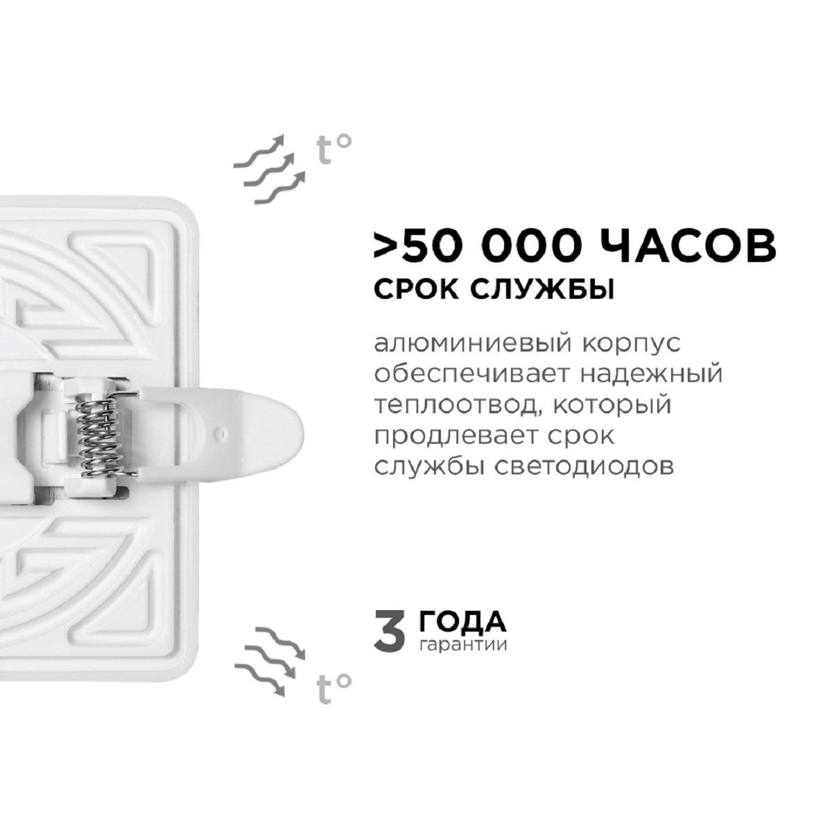 Панель светодиодная встраиваемая безрамочная FLP, 9Вт (6Вт+3Вт), 230В/50Гц, 770лм, 4000К, IP20, 90х9 - Фото 11