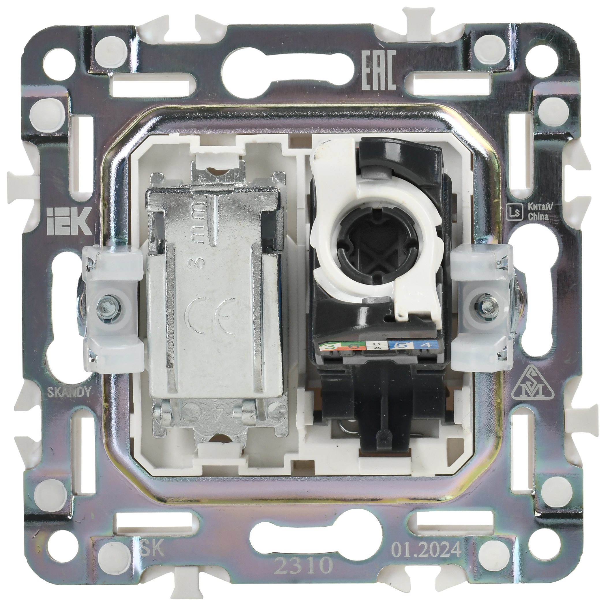 SKANDY Розетка двойная TV+RJ45 кат.5E SK-A14Bl черный IEK - Фото 4
