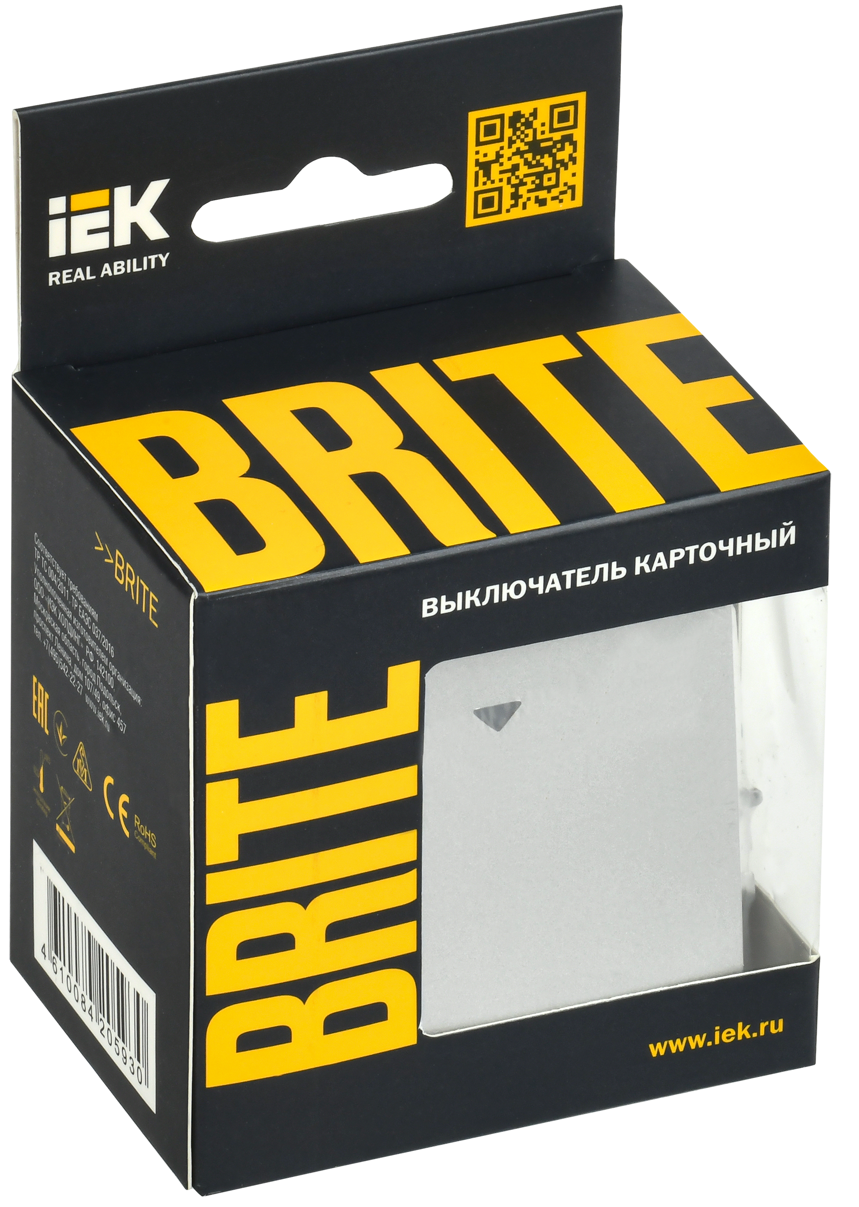 BRITE Выключатель карточный 30А ВС10-1-8-БрА алюминий IEK - Фото 2