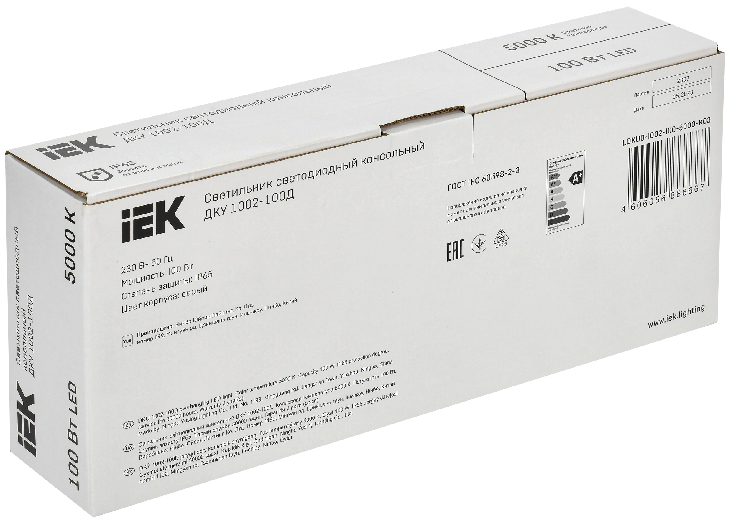 Светильник светодиодный консольный ДКУ 1002-100Д 5000К IP65 серый IEK - Фото 2