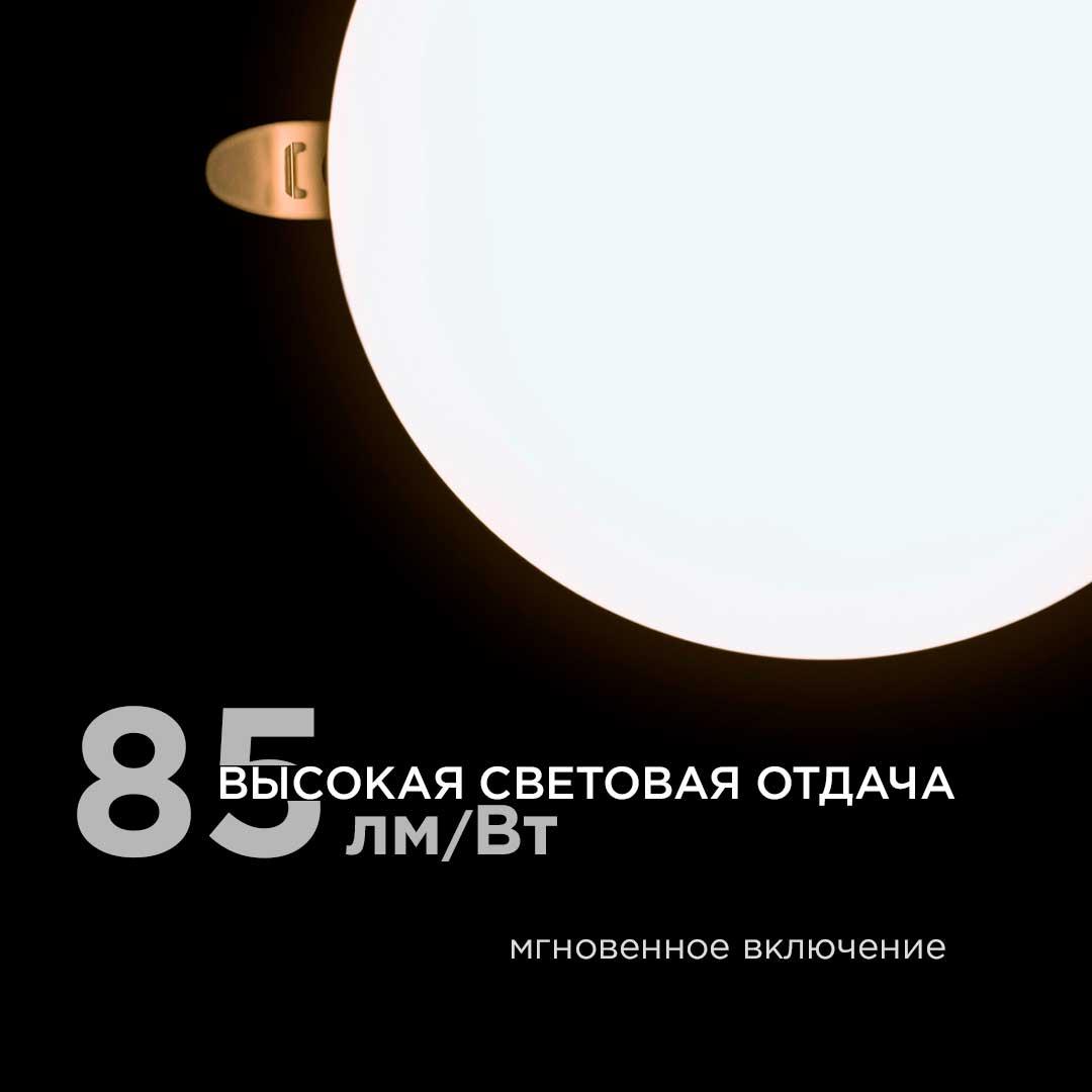 Панель светодиодная встраиваемая безрамочная FLP, 24Вт (18Вт+6Вт), 230В/50Гц, 2040лм, 4000К, IP20, ø - Фото 10