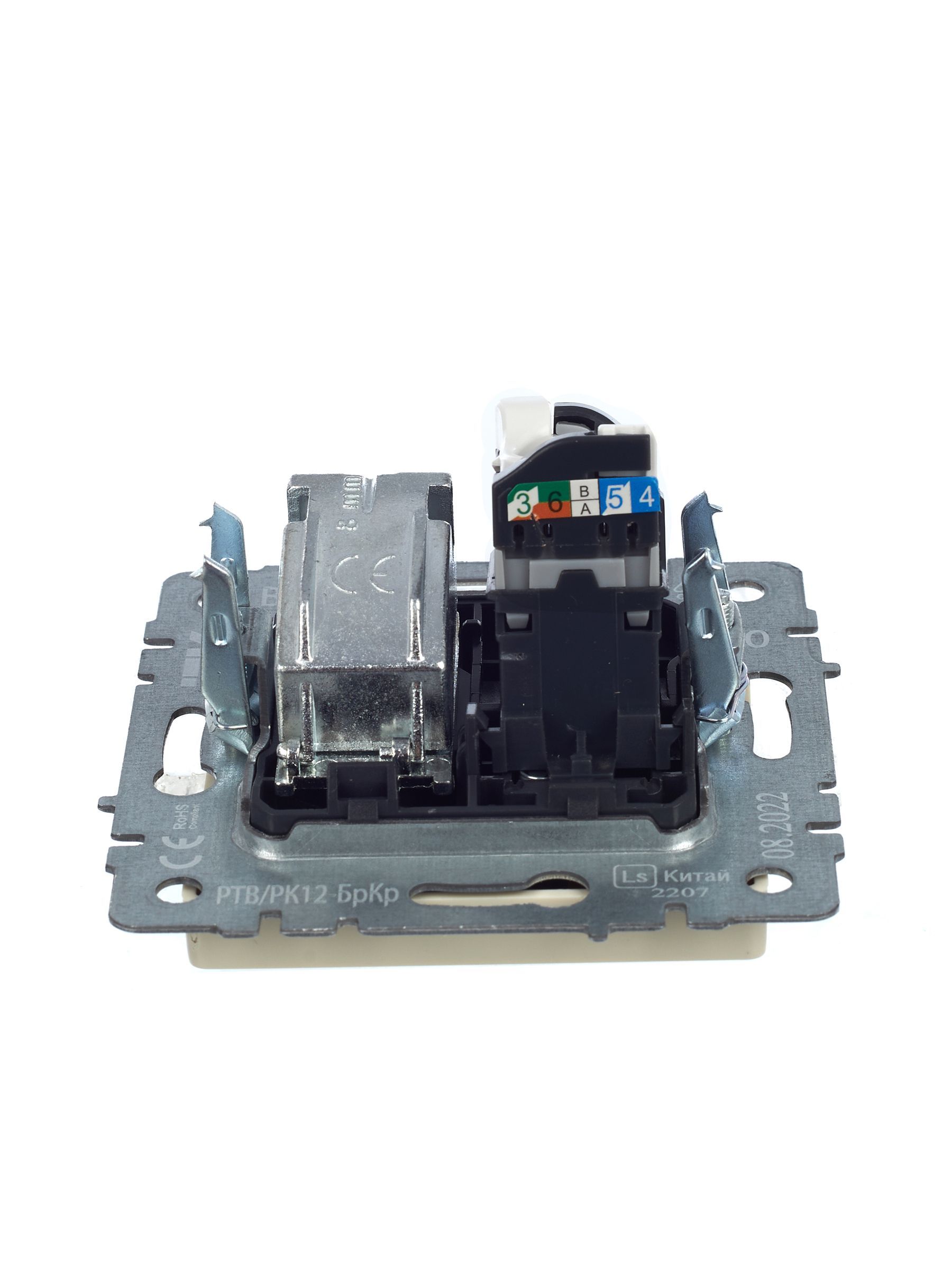 BRITE Розетка двойная TV+RJ45 кат.5E РТВ/РК12-БрКр бежевый IEK - Фото 2