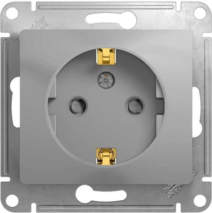 Розетка 1-м СП Glossa 16А IP20 с заземл. защ. шторки механизм алюм. SE GSL000345