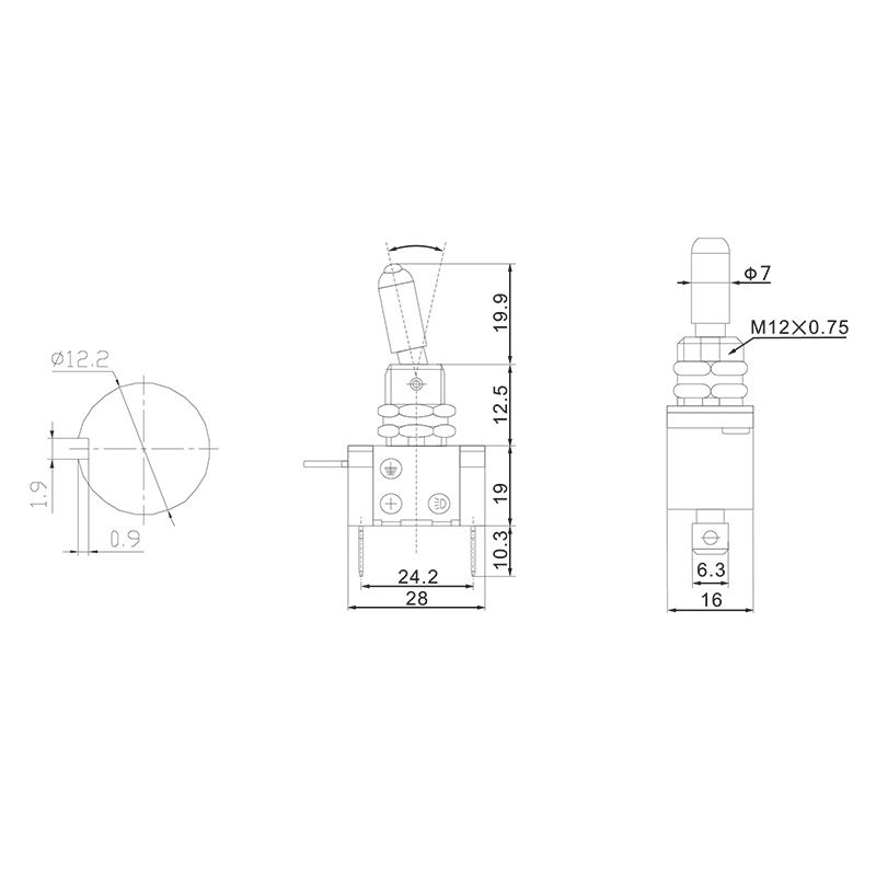 Тумблер 12V 20А (3c) ON-OFF однополюсный  с красной LED подсветкой  (ASW-07D)  REXANT Индивидуальная - Фото 2