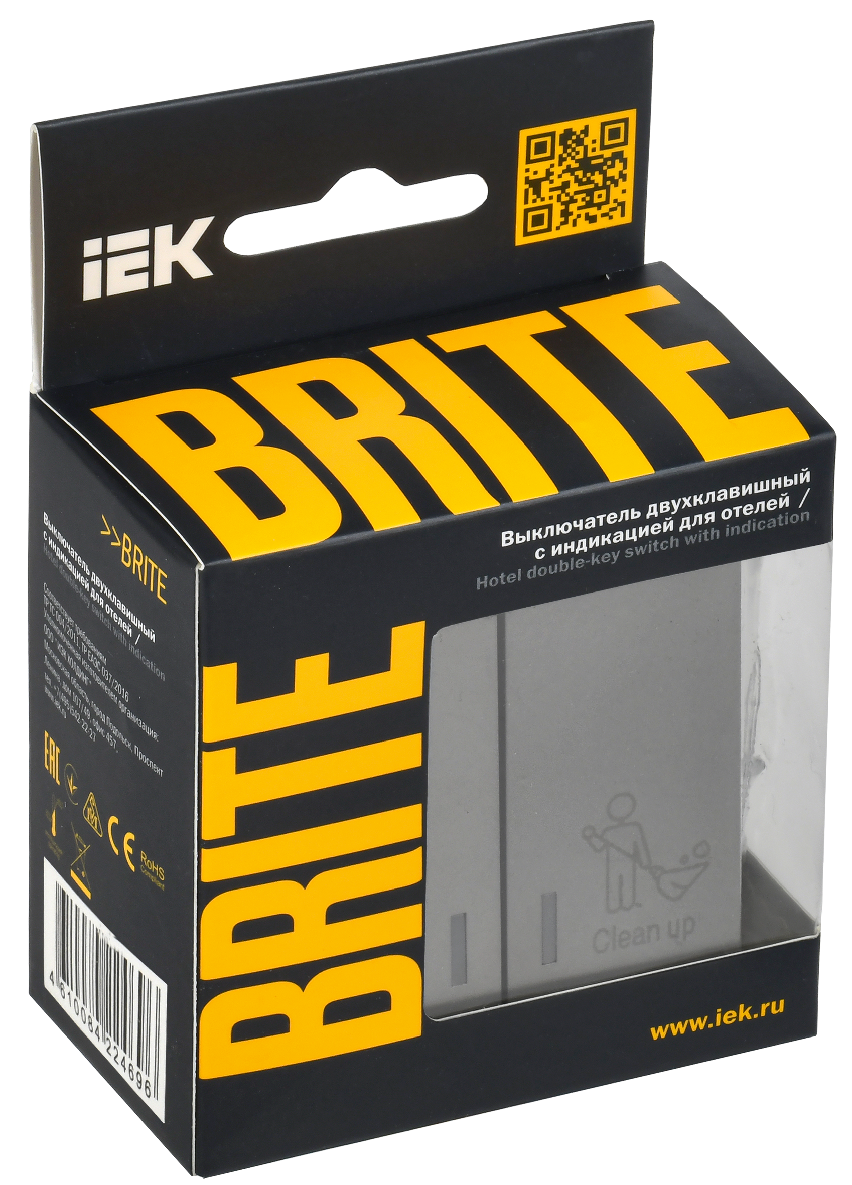 BRITE Выключатель 2-клавишный с индикацией для отелей 10А ВС10-2-9-БрС сталь IEK - Фото 2