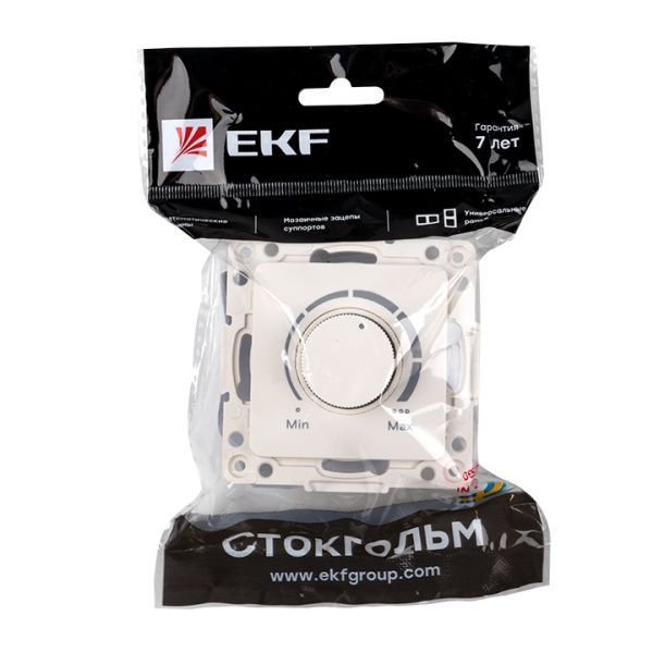 Стокгольм Механизм Светорегулятора 600W 220В винтовые клеммы белый EKF - Фото 4