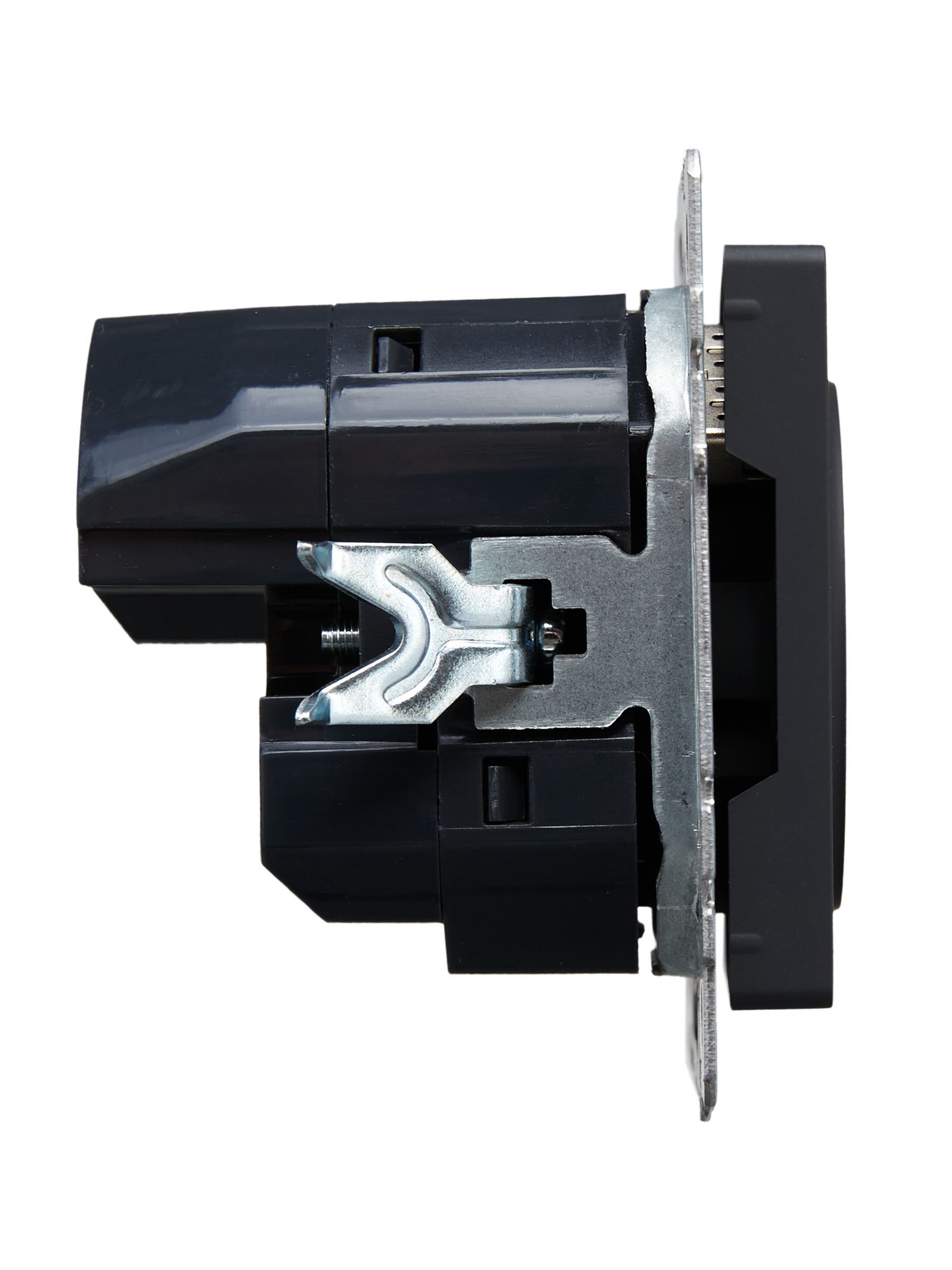 BRITE Розетка 1-местная с заземлением с защитными шторками 16А с USB A+A 5В 3,1А РЮш10-2-БрГ графит IEK - Фото 5