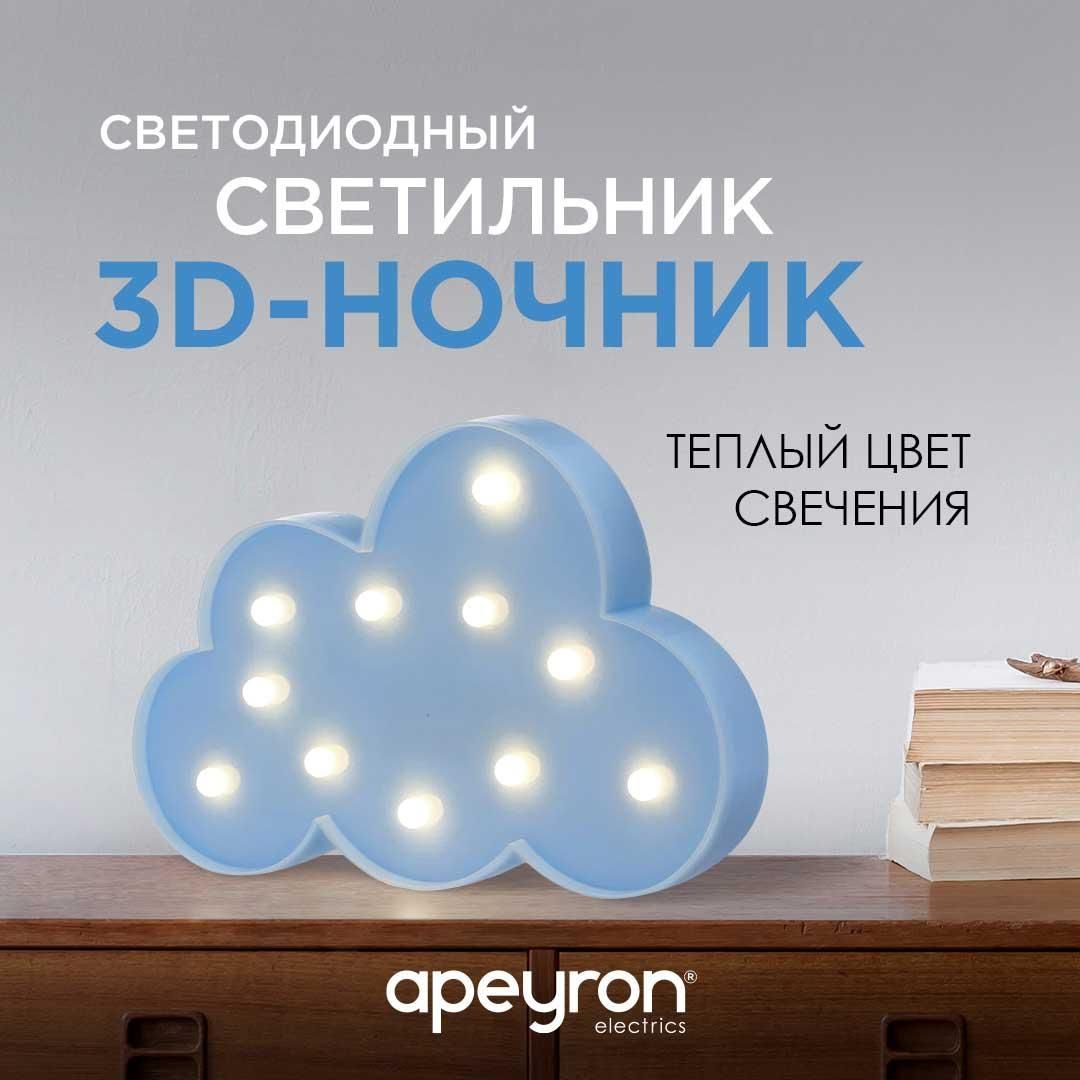 Ночник светодиодный "Облако", 3 Вт, АБС-пластик, голубой, 207 г., 300*220*30мм, ТБ - Фото 10