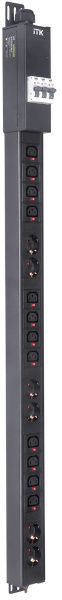 ITK BASE PDU вертикальный PV1113 25U 3 фазы 32А 6 розеток SCHUKO (немецкий стандарт) + 12 розеток C13 с клеммной колодкой и кабелем 3м вилка IEC60309 