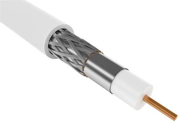 Кабель коаксиальный RG59 CCS 75Ом FPE PVC белый (300м) GENERICA