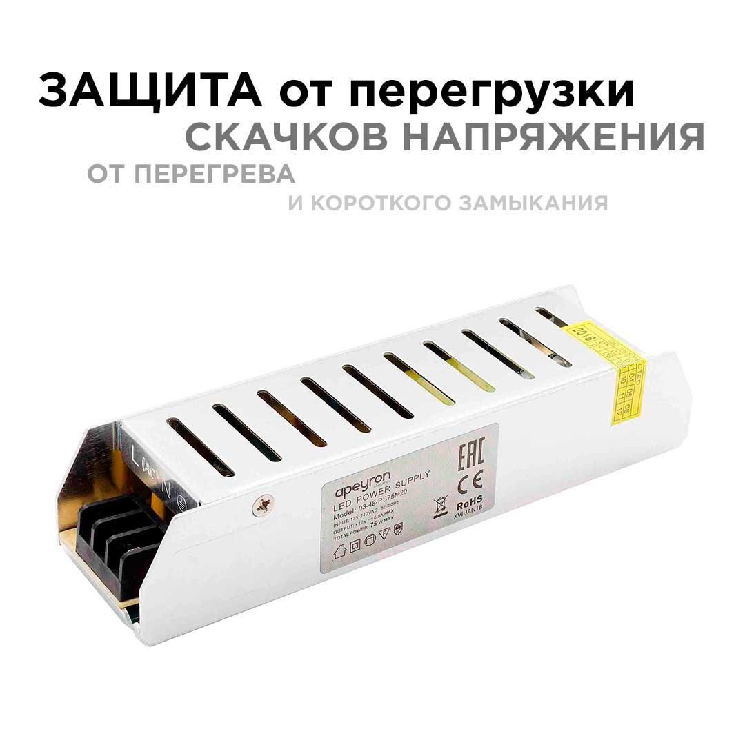 Блок питания 12В, 75 Вт, IP20, 6,5 А - Фото 11