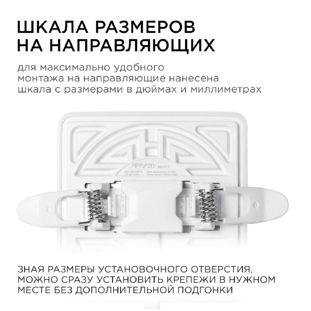 Панель светодиодная встраиваемая безрамочная FLP, 9Вт (6Вт+3Вт), 230В/50Гц, 770лм, 4000К, IP20, 90х9 - Фото 9