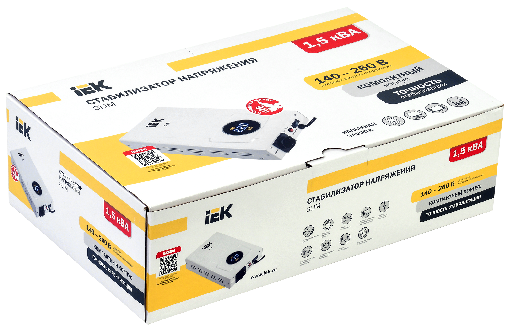 Стабилизатор напряжения настенный SLIM 1,5кВА IEK - Фото 2