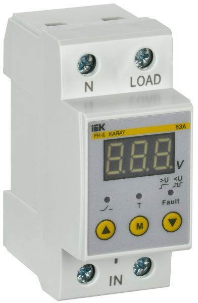 Реле напряжения РН-д однофазное 36мм 63А IEK IVR21-1-63