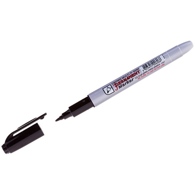Маркер перманентный Multi Marker Super Slim 1мм, черный, пулевидный Crown - Фото 3