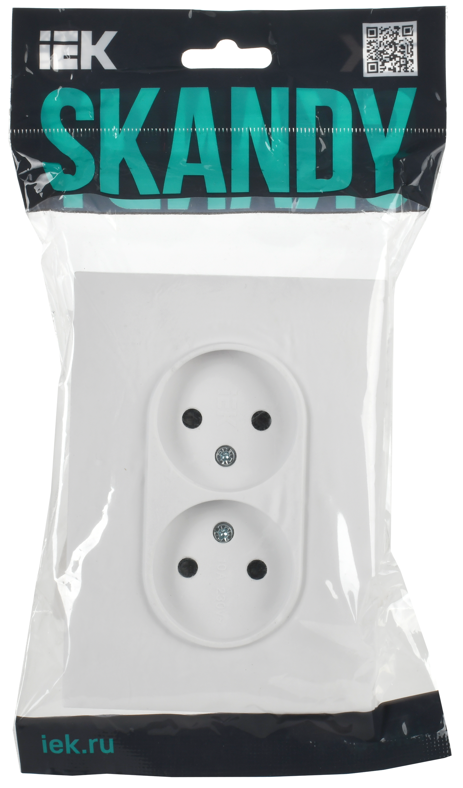 SKANDY Розетка 2-местная без заземления без защитных шторок 10А в сборе SK-R10W арктический белый IEK - Фото 2
