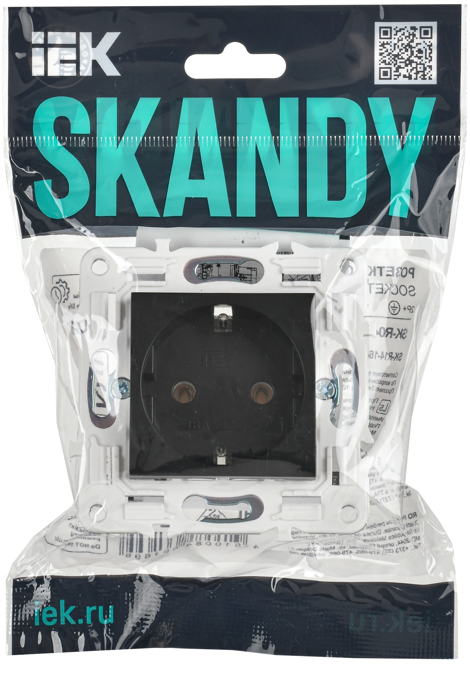 SKANDY Розетка с заземлением без защитных шторок 16А SK-R05Bl черный IEK - Фото 2