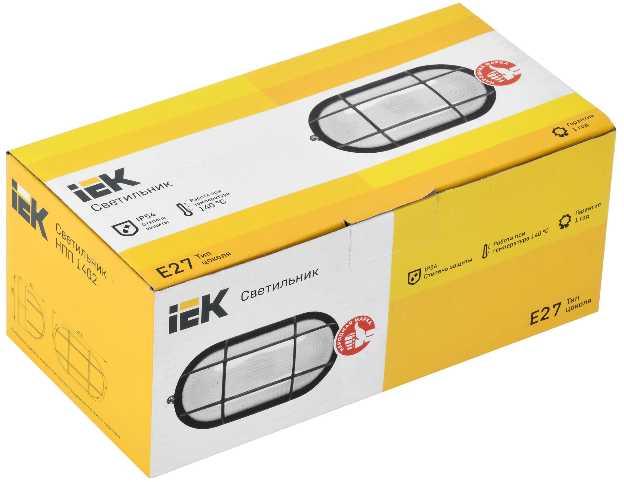 Светильник НПП1402 овал с решеткой 60Вт IP54 белый IEK - Фото 2